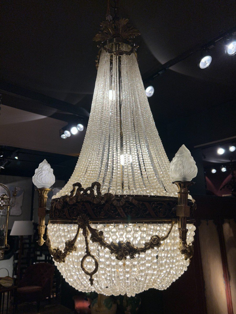 Hot Air Balloon Chandelier In Gilt Bronze -photo-4