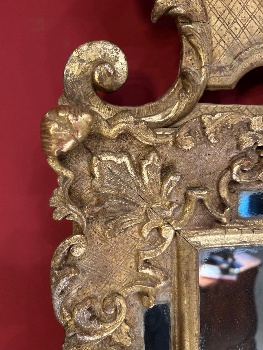 Miroir En Bois Doré D’époque Louis XIV-photo-4