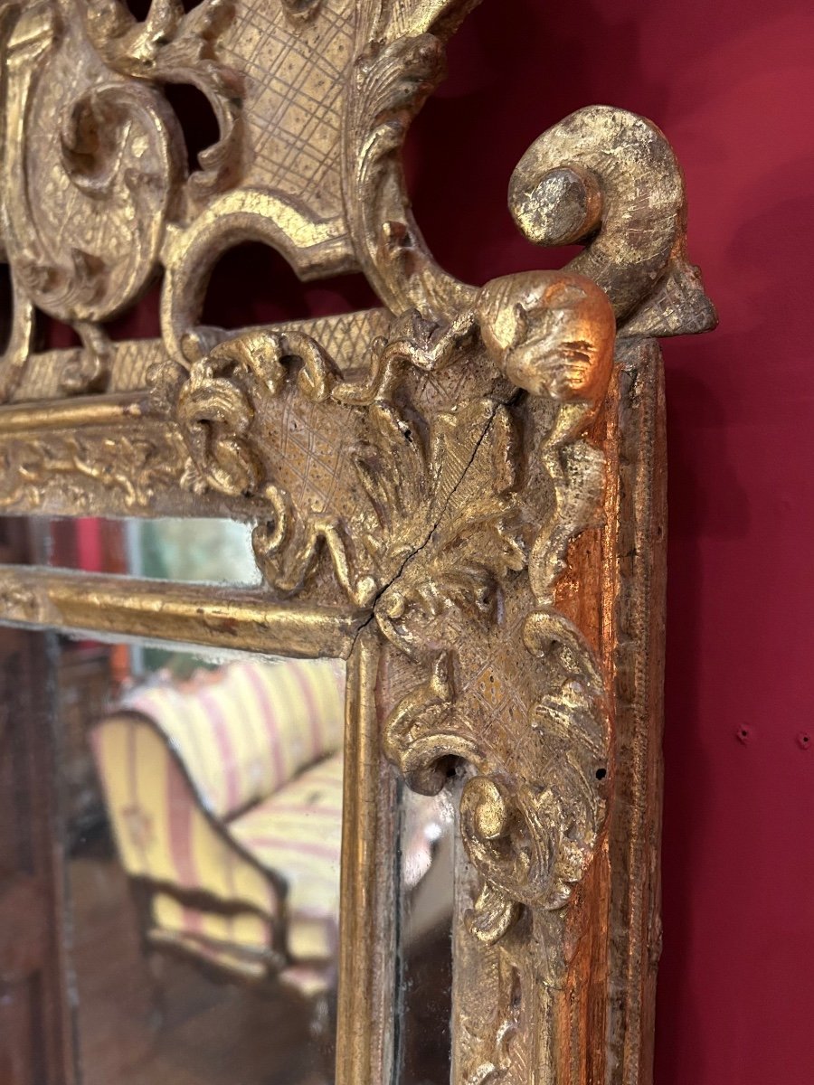 Miroir En Bois Doré D’époque Louis XIV-photo-5