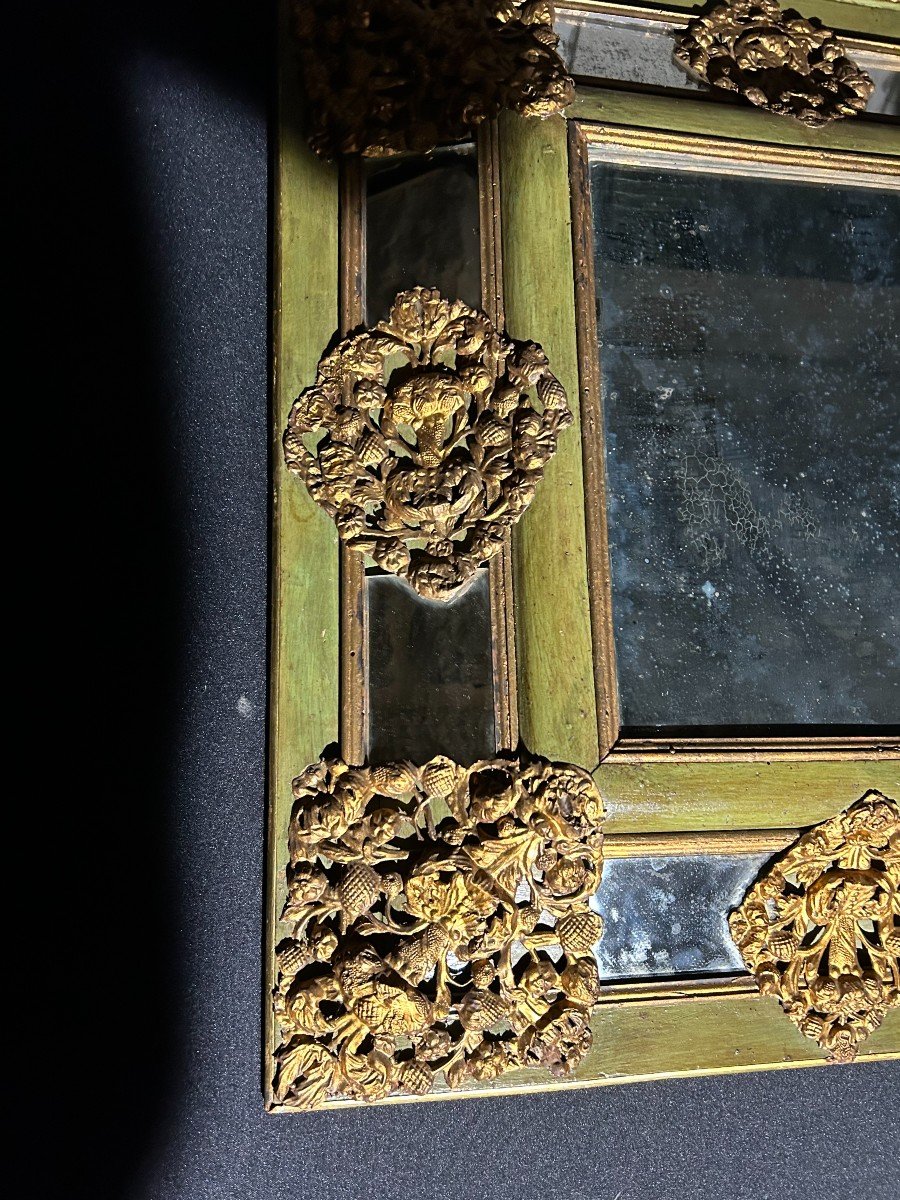 Napoleon III Mirror With Closed Pares In Repoussé Copper-photo-5