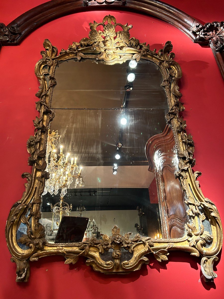 Grand Miroir Provençal à parcloses d'époque Louis XV-photo-1