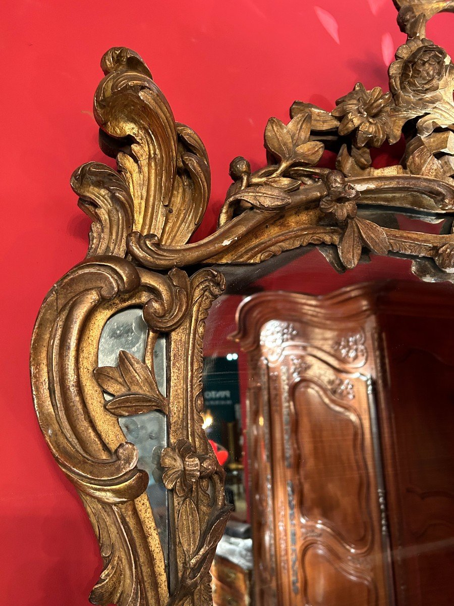 Large Provençal Mirror With Beads From The Louis XV Period-photo-4