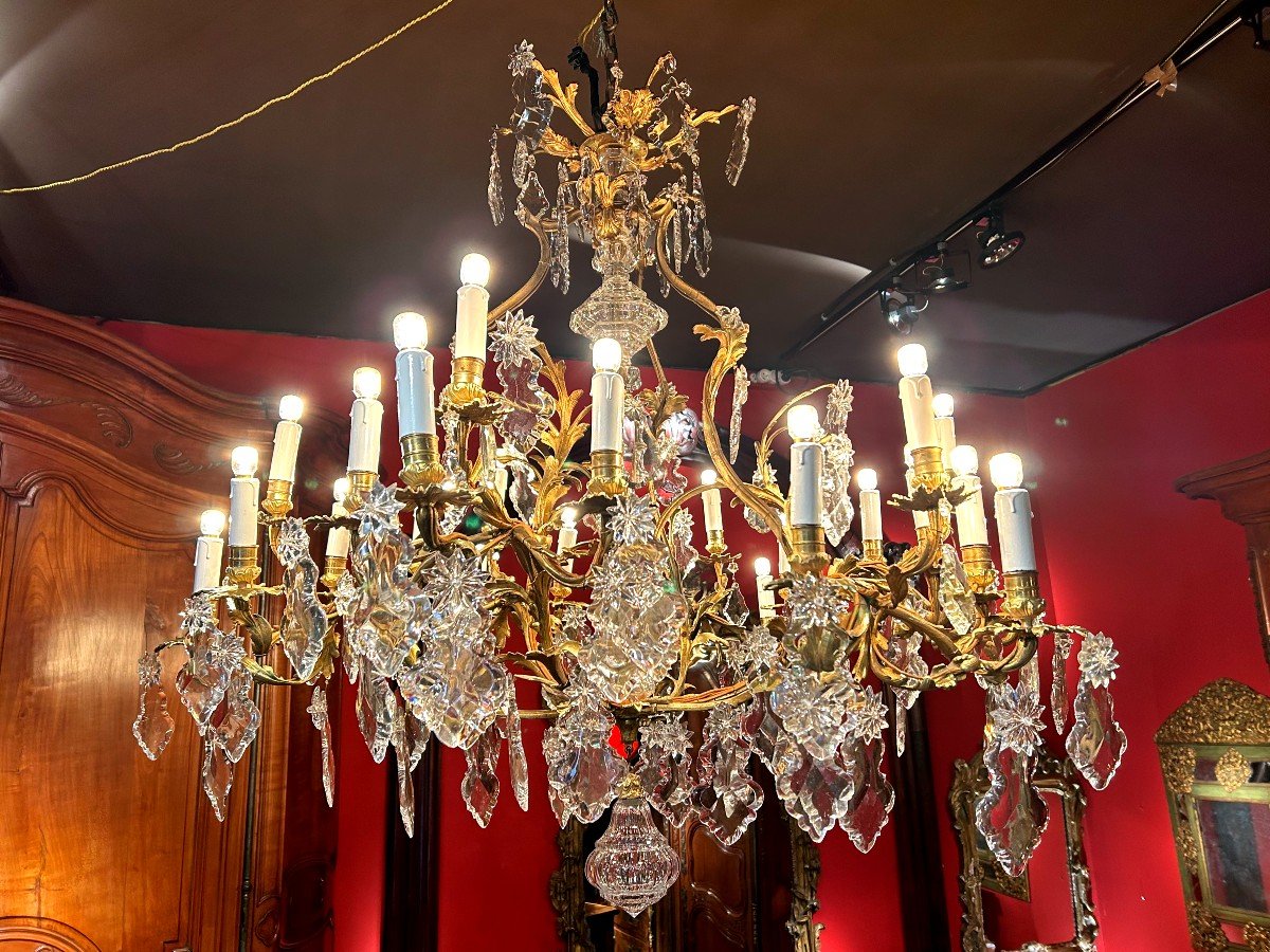 Exceptionnel Miroir Cage Louis XV En Bronze Doré à vingt-quatre bras de lumières-photo-1