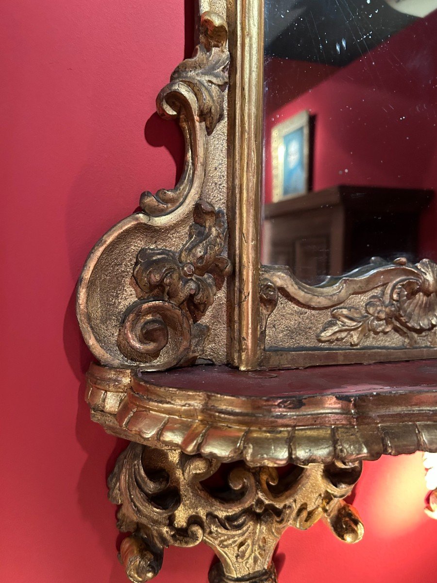Exceptional Italian Wall Lamp In Golden Wood, Regency Period-photo-4