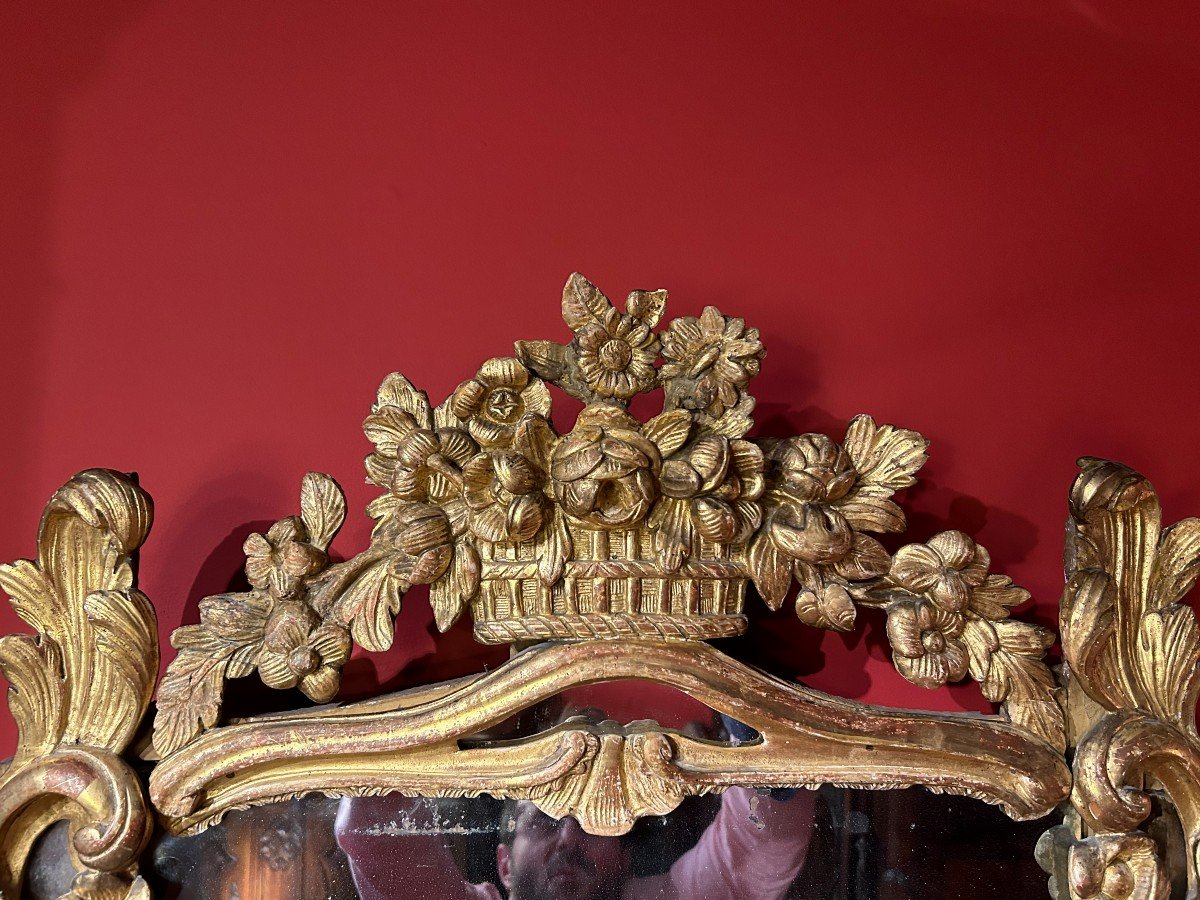 Provençal Mirror In Golden Wood, Louis XV Period In Pare Closes-photo-2