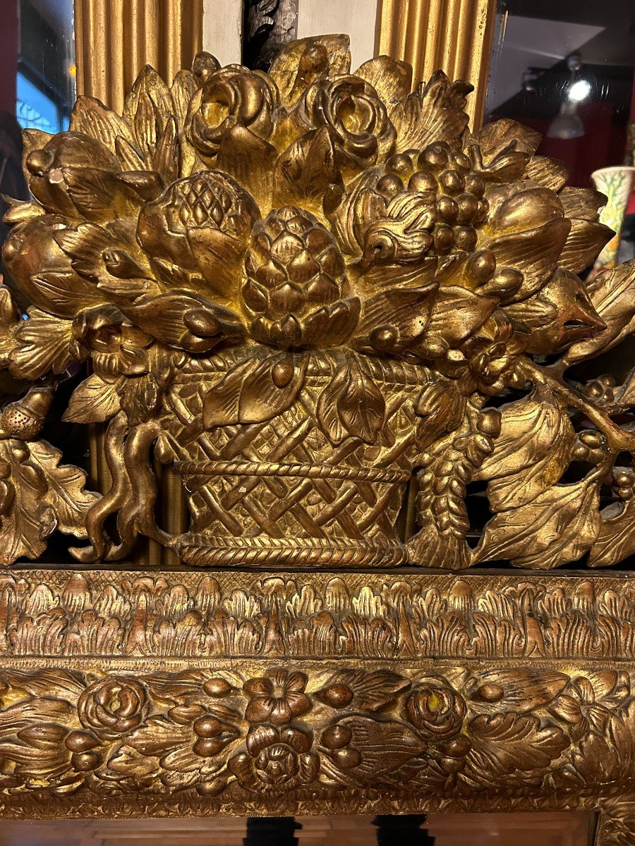 Louis XIV Mirror In Gilded Wood-photo-1