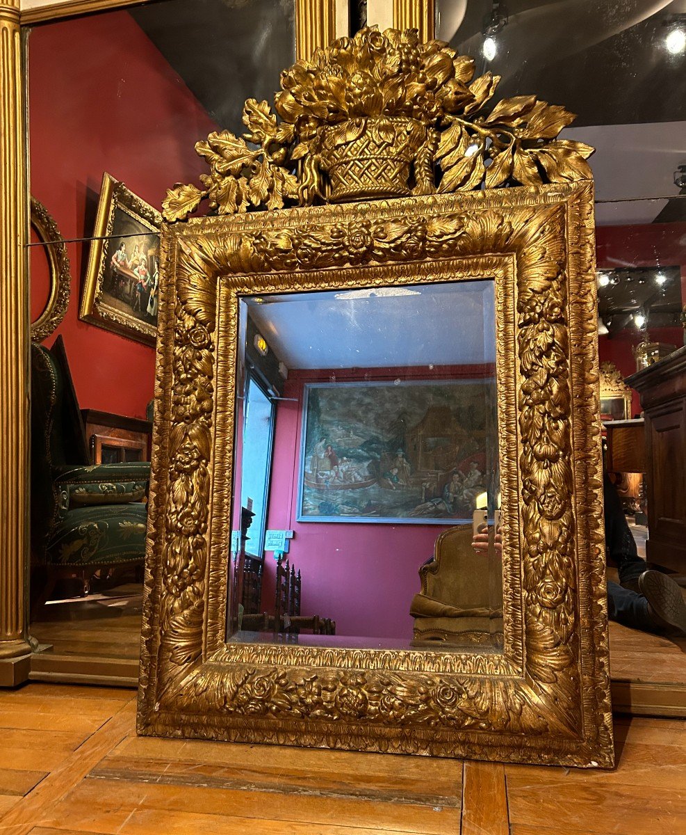 Miroir Louis XIV En Bois Doré