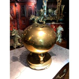 Imposing Perfume Burner "asia Nineteenth In Bronze"