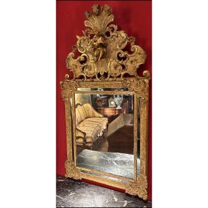 Miroir En Bois Doré D’époque Louis XIV