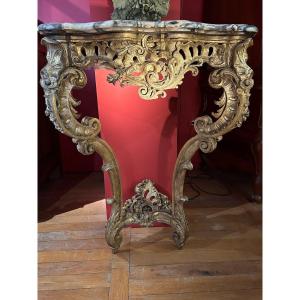 Console En Bois Doré d'époque Louis XV