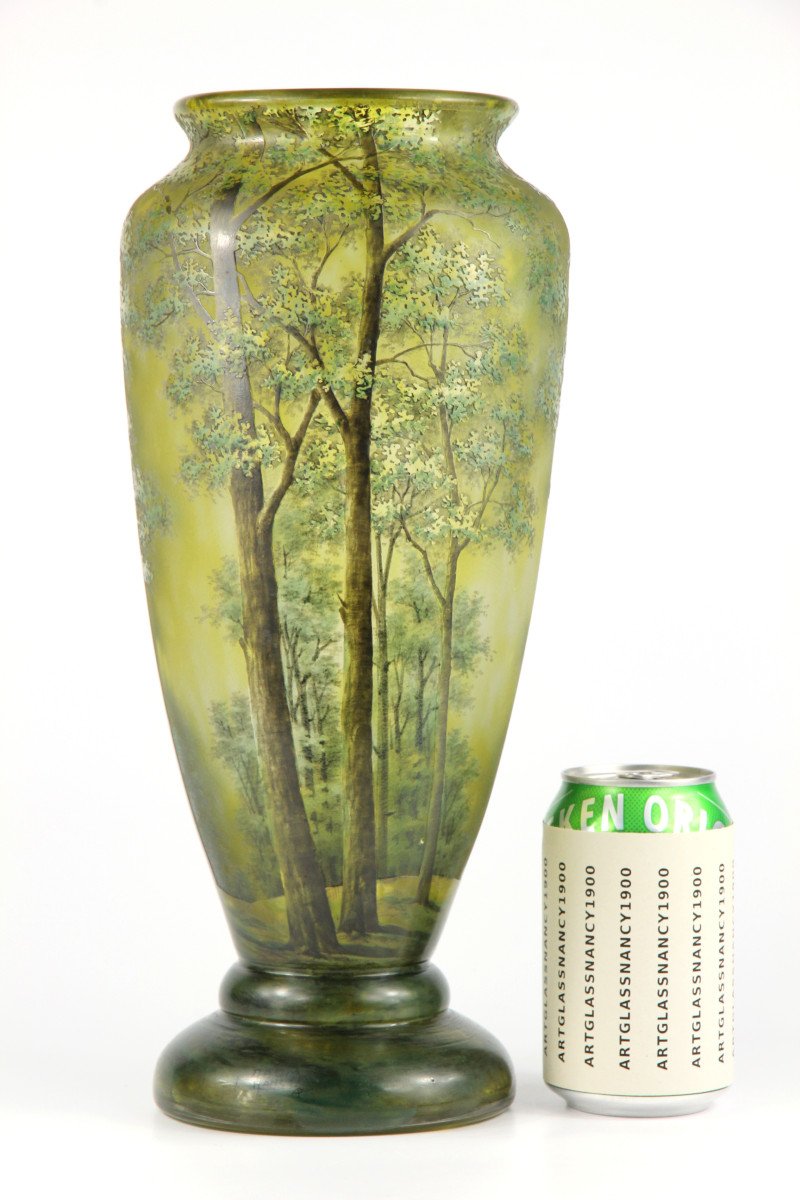 Vase Daum Nancy (paysage forestier)-photo-4