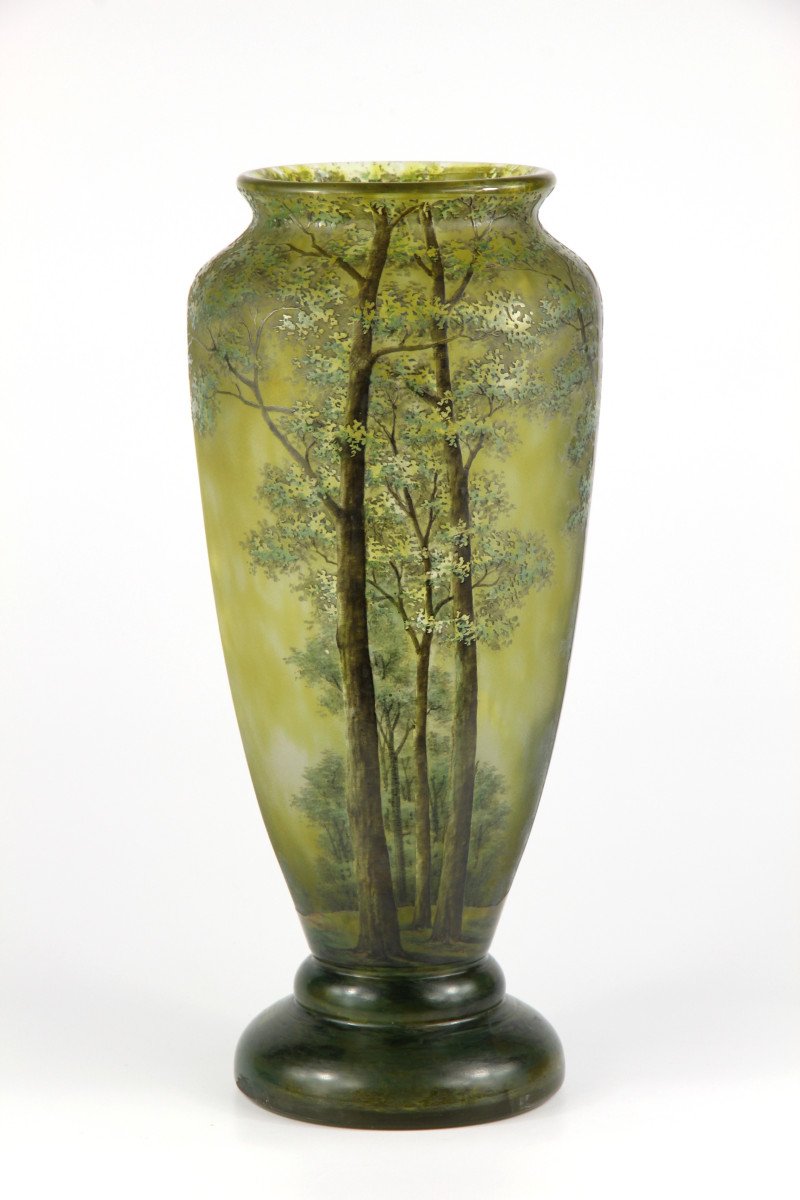 Vase Daum Nancy (paysage forestier)-photo-4