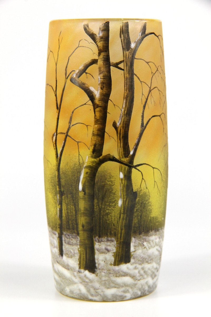 Vase Daum Nancy (paysage hivernal)-photo-5