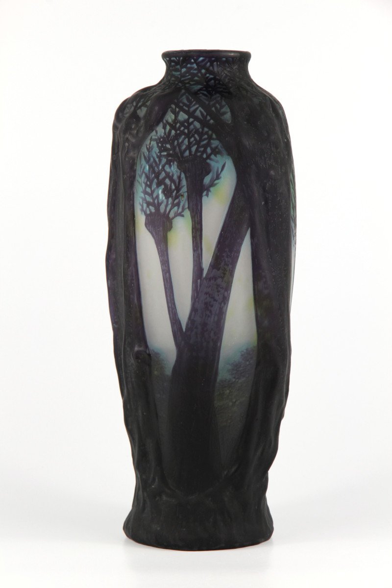 Vase Daum Nancy (paysage forestier)-photo-1