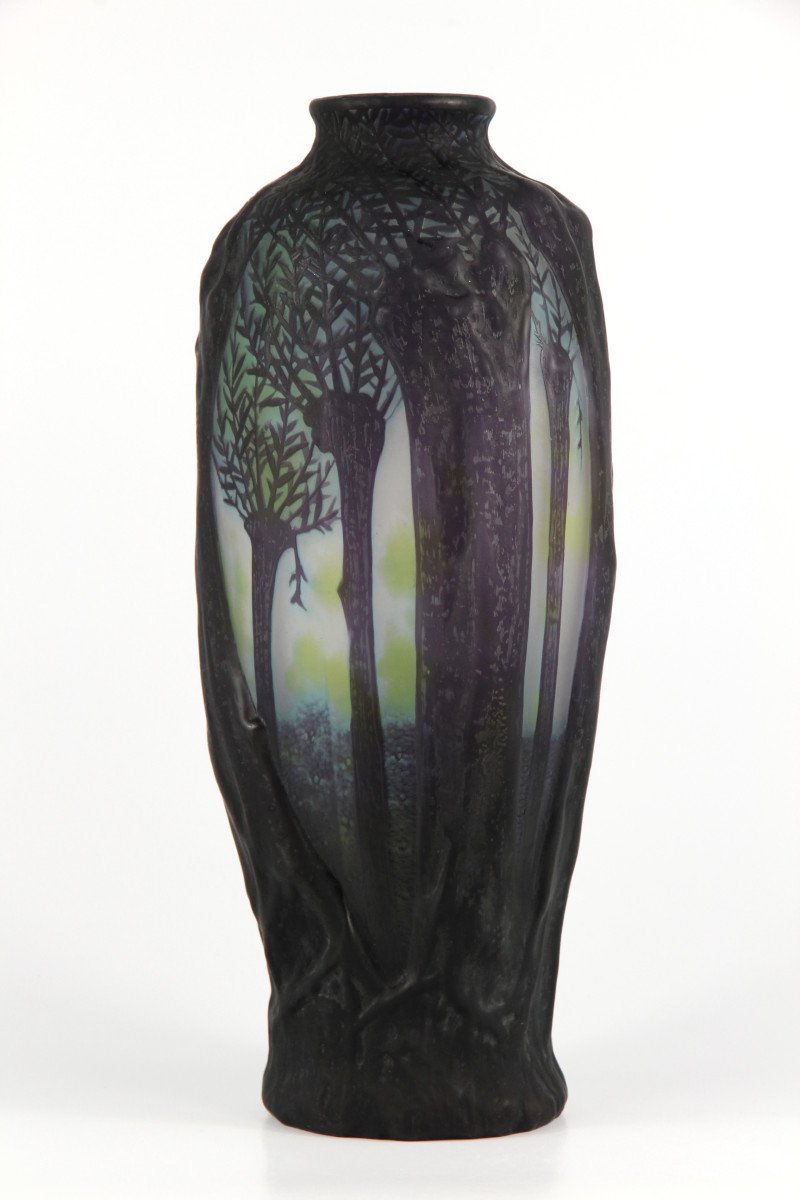 Vase Daum Nancy (paysage forestier)-photo-2