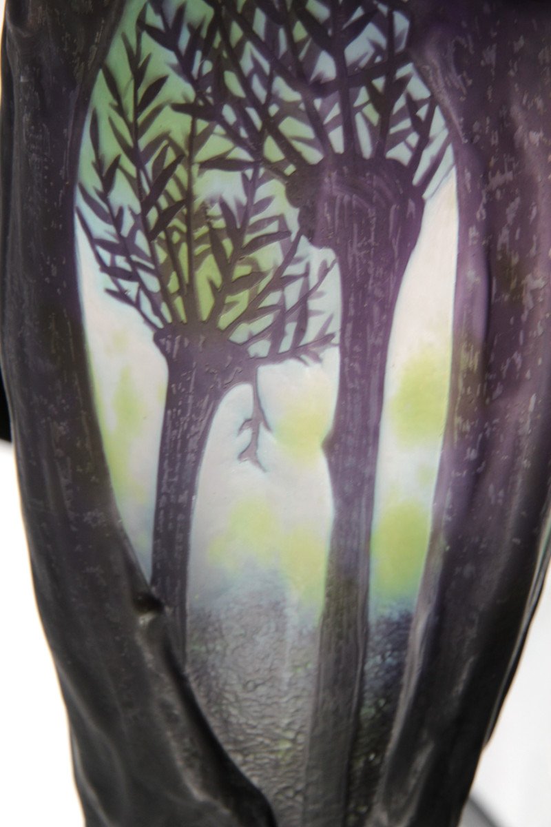 Vase Daum Nancy (paysage forestier)-photo-8