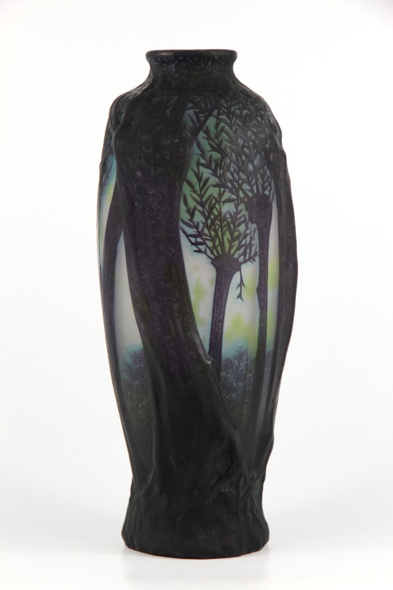 Vase Daum Nancy (paysage forestier)