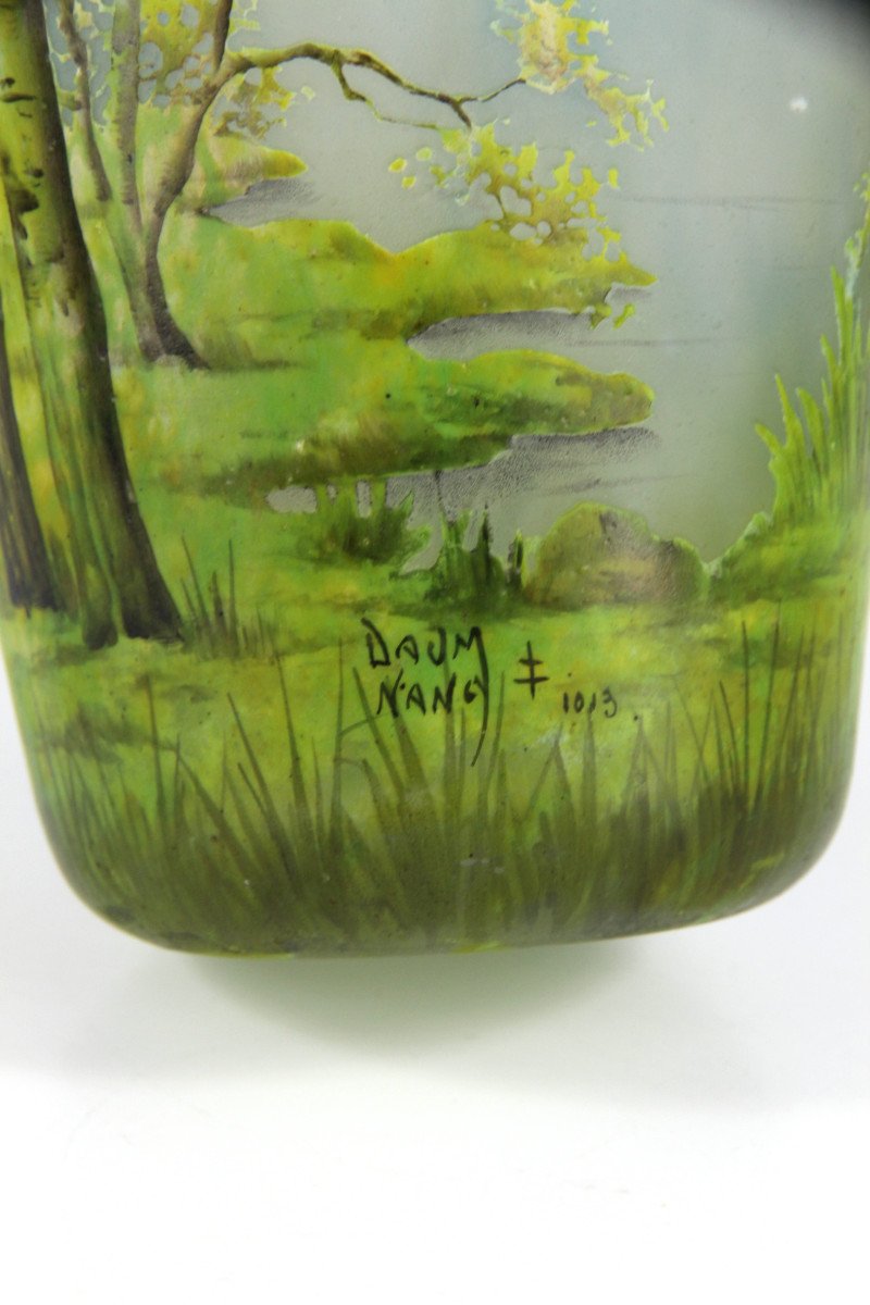 Vase Daum Nancy (paysage fluvial)-photo-4