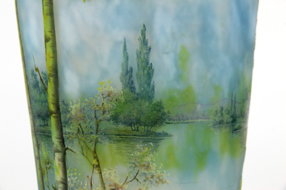 Vase Daum Nancy (paysage fluvial)-photo-8