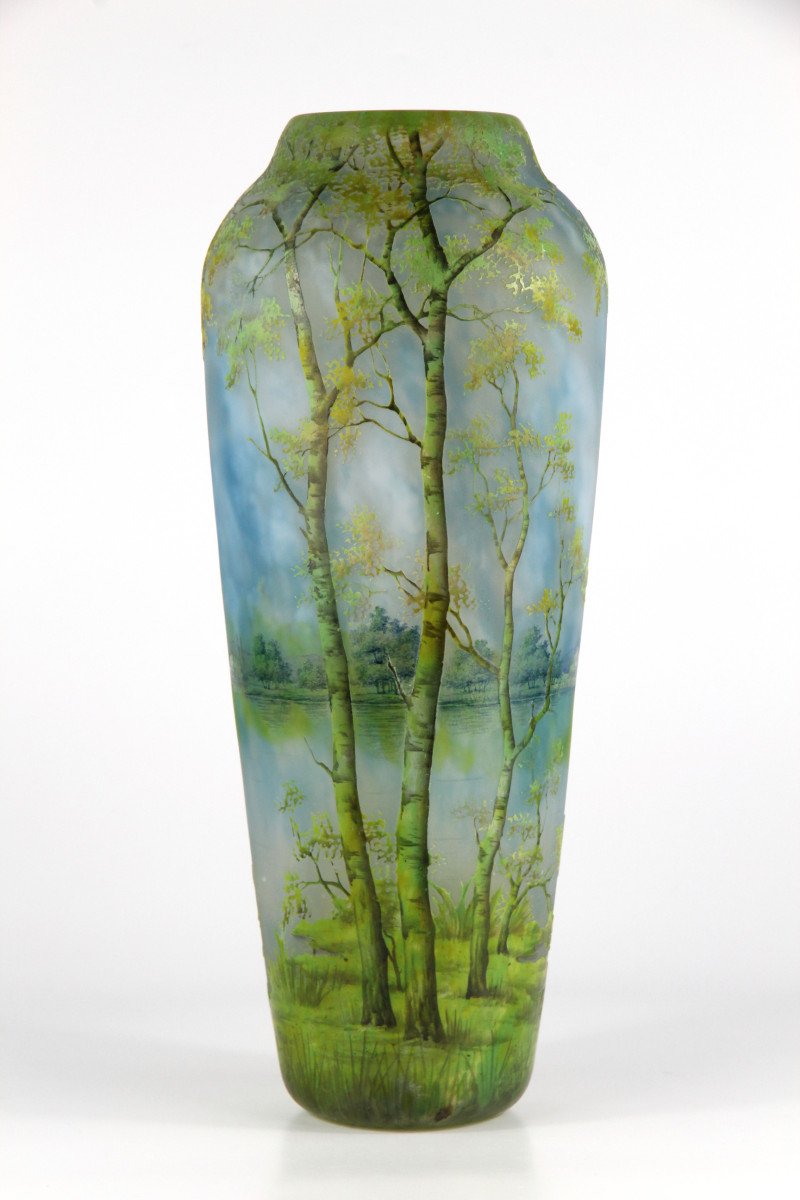 Vase Daum Nancy (paysage fluvial)