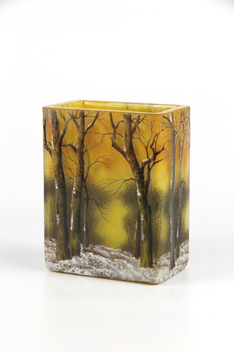 Vase Daum Nancy (paysage Hivernal)-photo-2