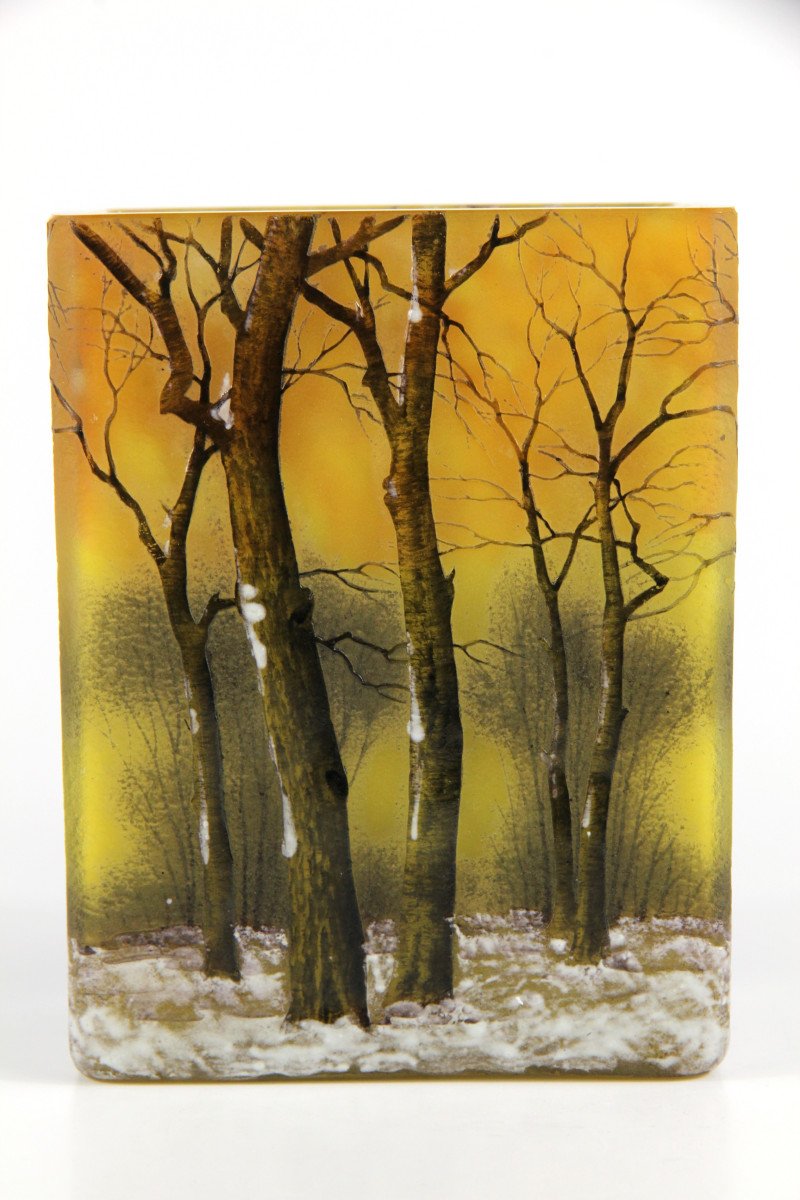 Vase Daum Nancy (paysage Hivernal)-photo-6