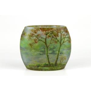 Vase Daum Nancy (paysage fluvial)