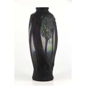 Vase Daum Nancy (paysage forestier)