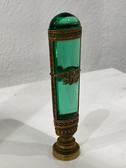 Sealing Seal With The Imperial Eagle In Gilt Bronze And Green Glassware - Empire Period-photo-3