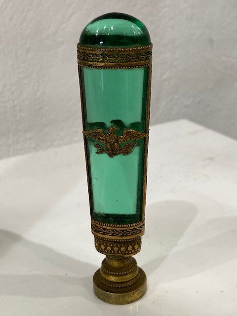 Sealing Seal With The Imperial Eagle In Gilt Bronze And Green Glassware - Empire Period