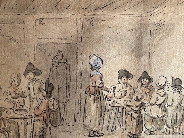 Drawing XVIII - Tavern Scene Signed Lbt And Dated 1780-photo-3