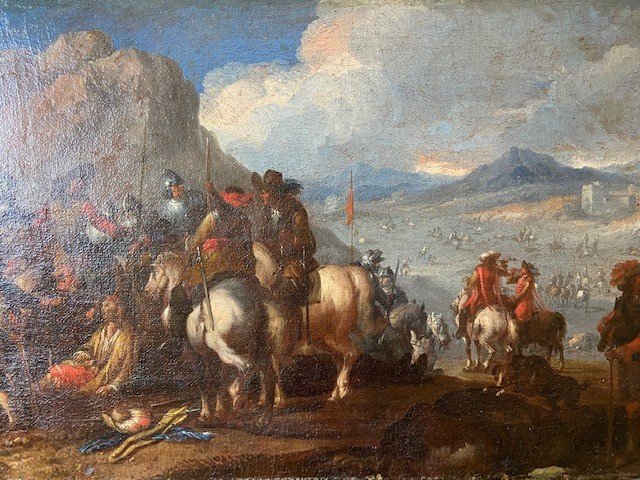 Pandolfo RESCHI (1640-1696) - Concertation de Soldats- Huile Sur Toile -photo-2