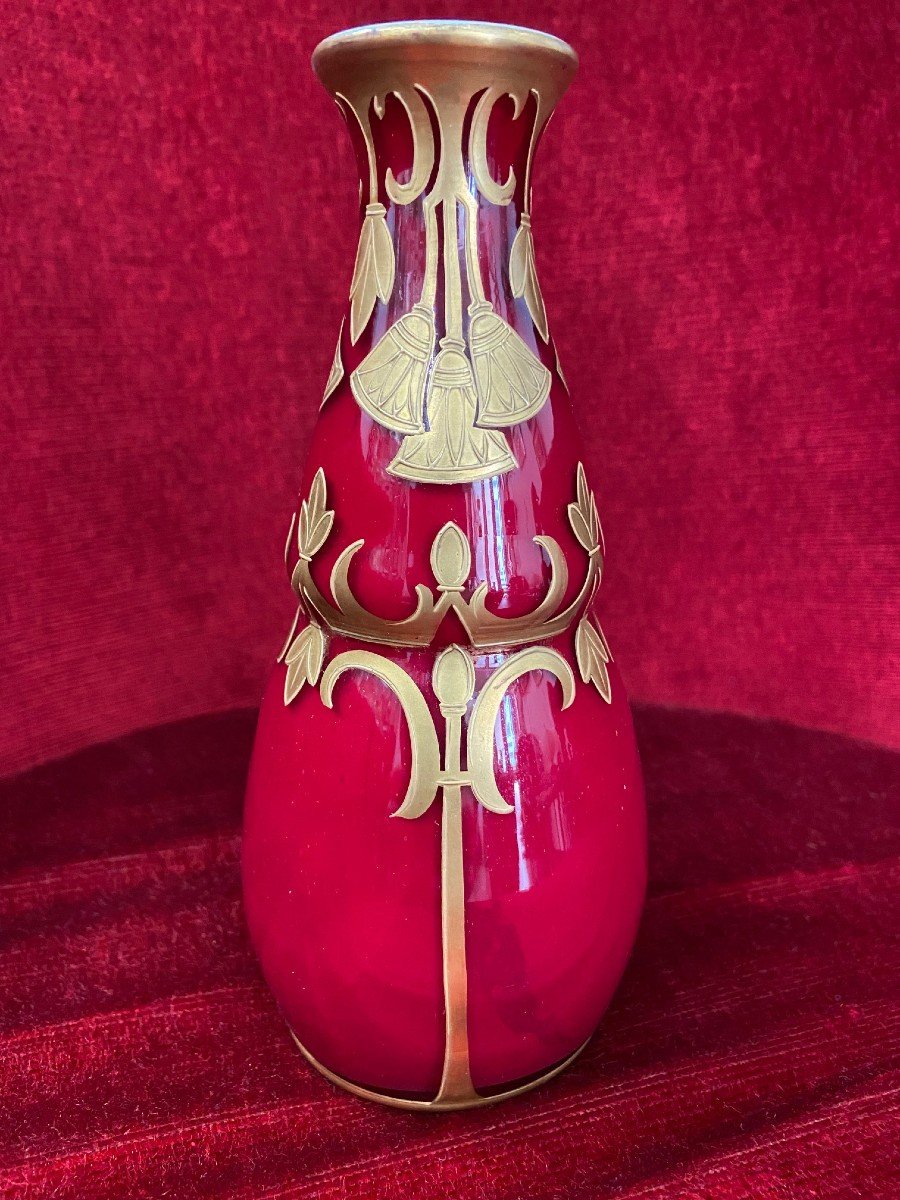 Viennese Secession Art Nouveau Vase With Floral Geometric Decorations. Around 1895 / 1900.-photo-2