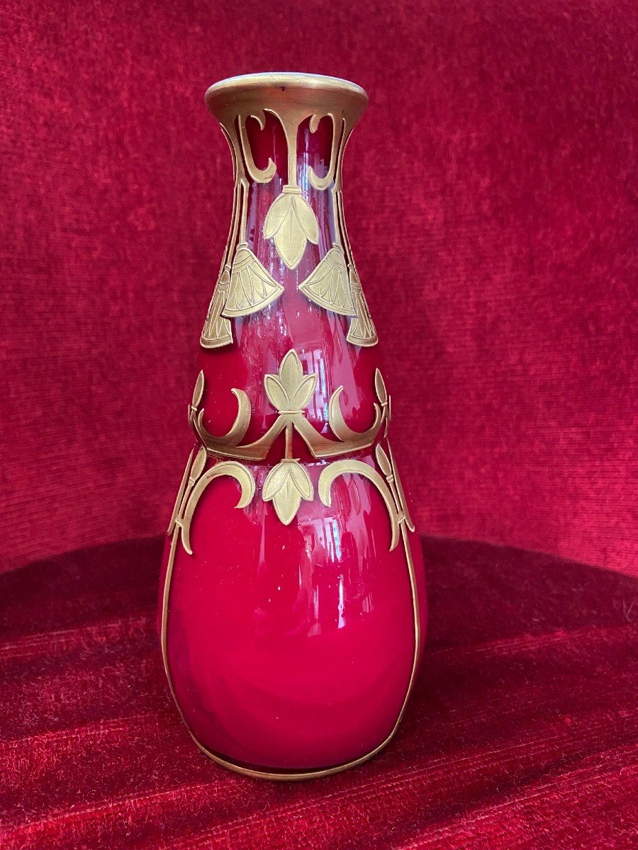 Viennese Secession Art Nouveau Vase With Floral Geometric Decorations. Around 1895 / 1900.