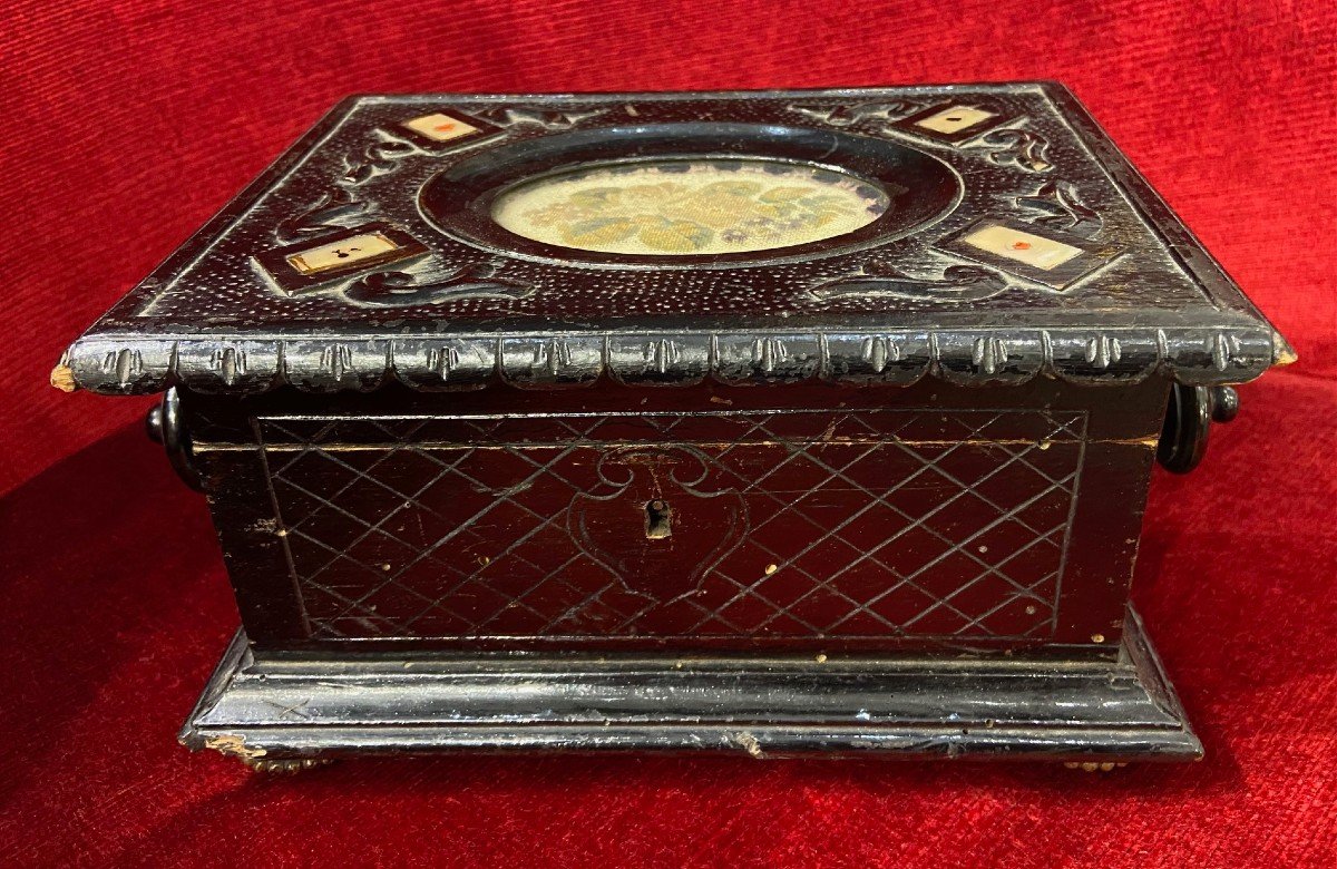 Card Game Box In Pearwood With Mother-of-pearl Inlay - Napoleon III Period-photo-2