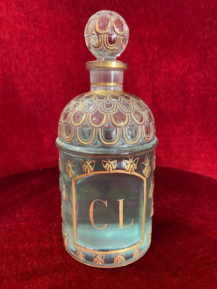 Pair Of Guerlain Bottle - Hand Painted Golden Bees With Gold Leaf With Initials - Cl-photo-3