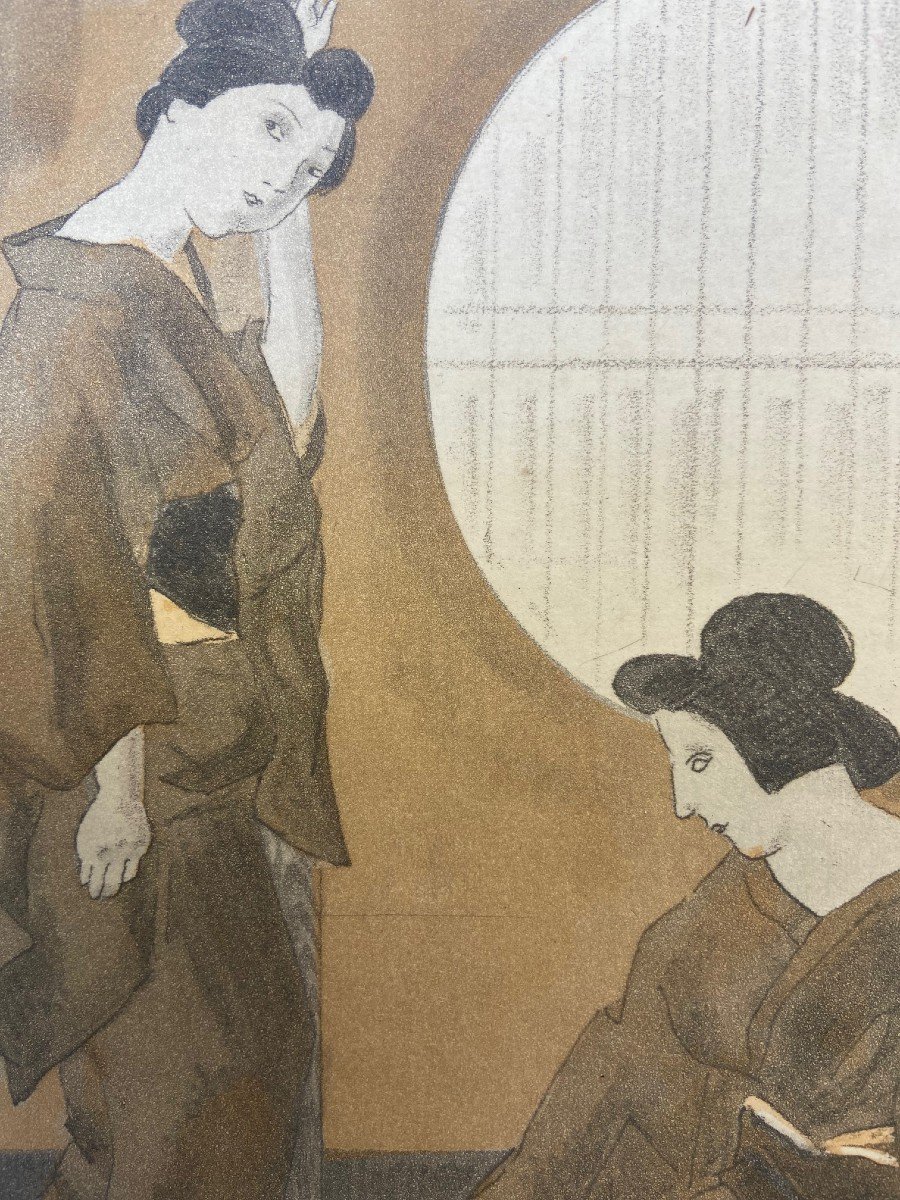 Tsuguharu Foujita (1886-1968) - Geishas - Eau-forte Et Aquatinte Originale De 1926-photo-2