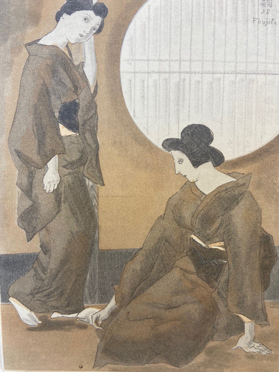 Tsuguharu Foujita (1886-1968) - Geishas - Eau-forte Et Aquatinte Originale De 1926