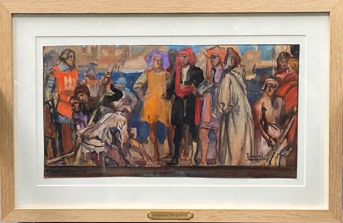 Charles Dominique Fouqueray (1869-1956) - Historical Grand Composition Project - Gouache