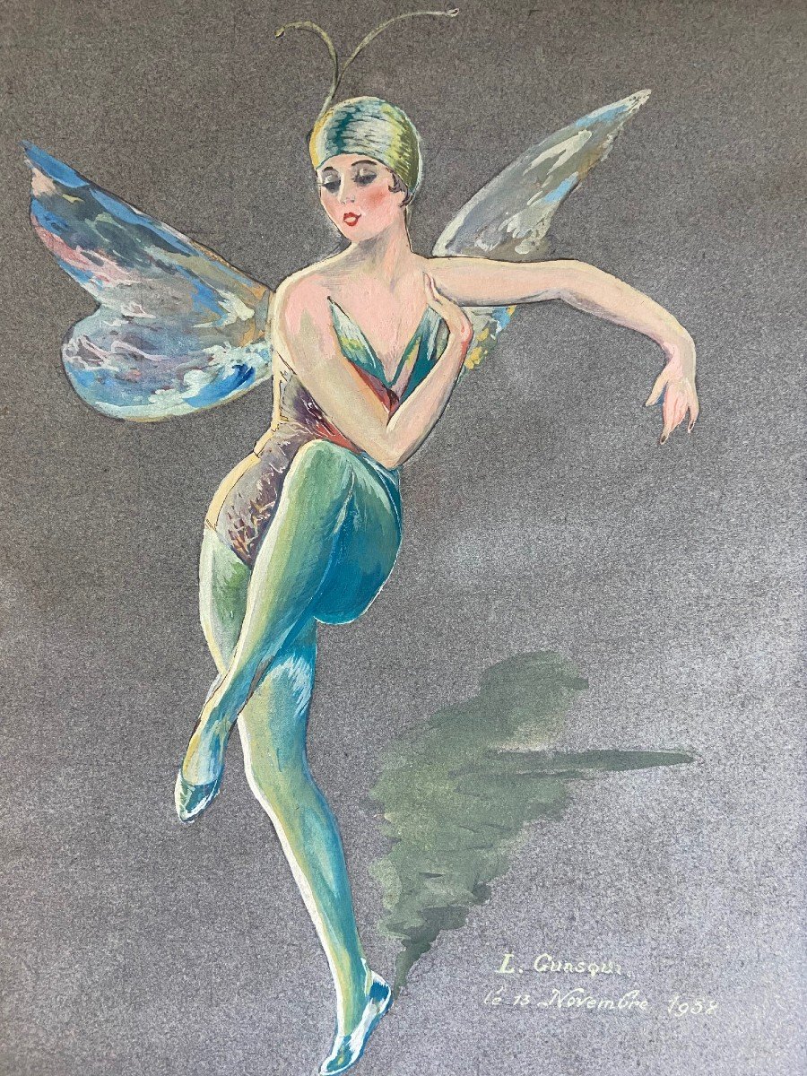 L. Guasqui - Ballet - La Sylphide - Gouache Signed And Dated 1932-photo-2