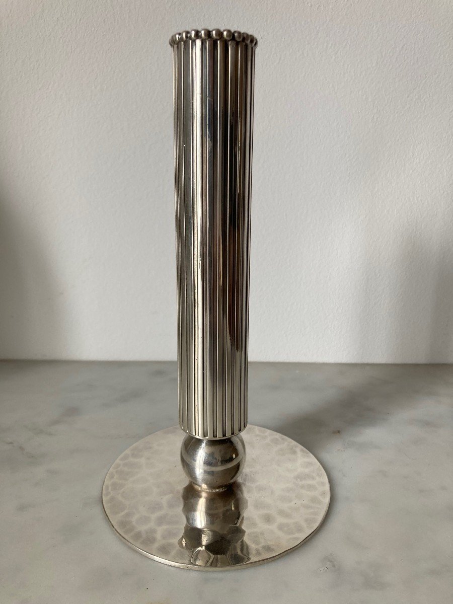 Jean Despres (1889-1980) - Vase Soliflore signée - Métal Argenté - Circa 1950