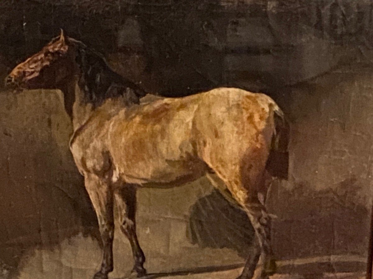 d'après Rosa Bonheur (1822-1899) - Cheval de Profil  - Huile sur Toile daté 1880 -photo-2