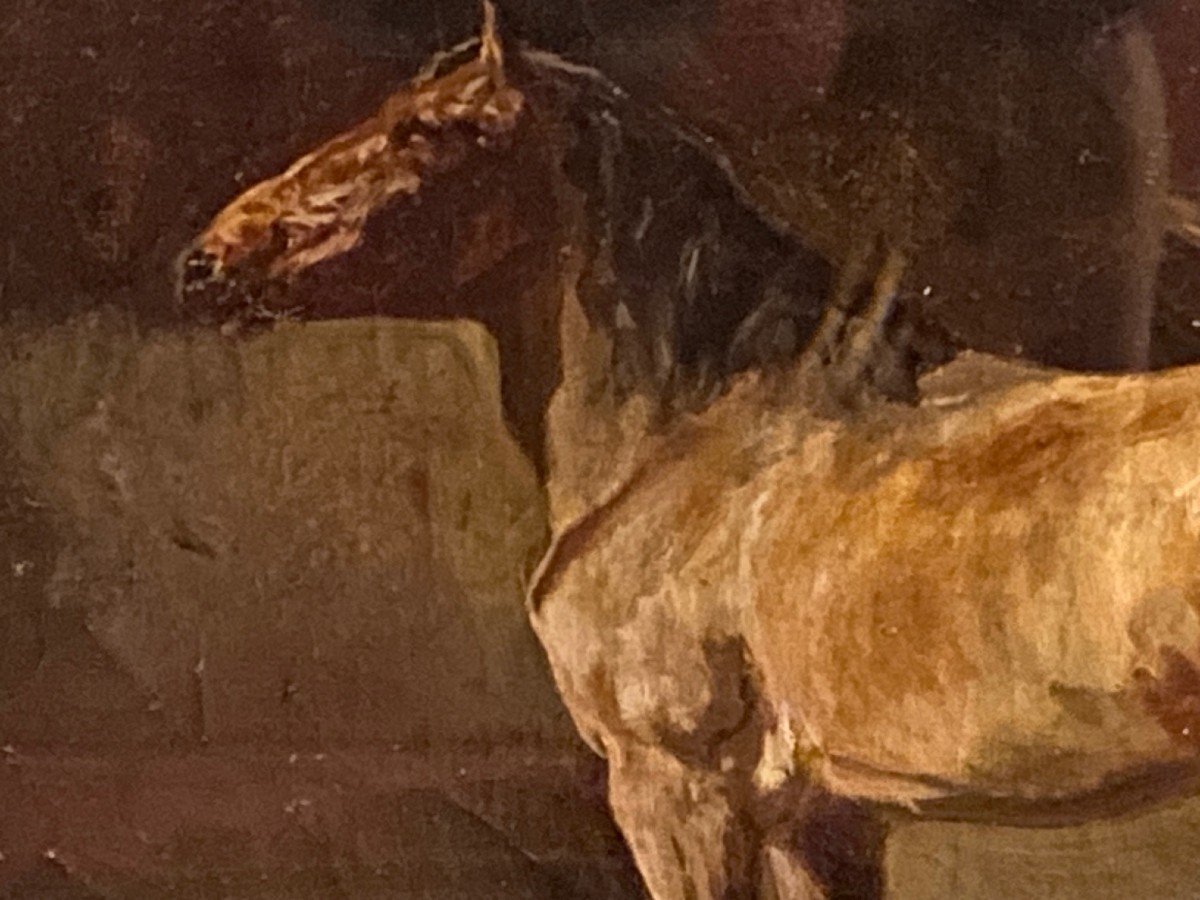 d'après Rosa Bonheur (1822-1899) - Cheval de Profil  - Huile sur Toile daté 1880 -photo-3