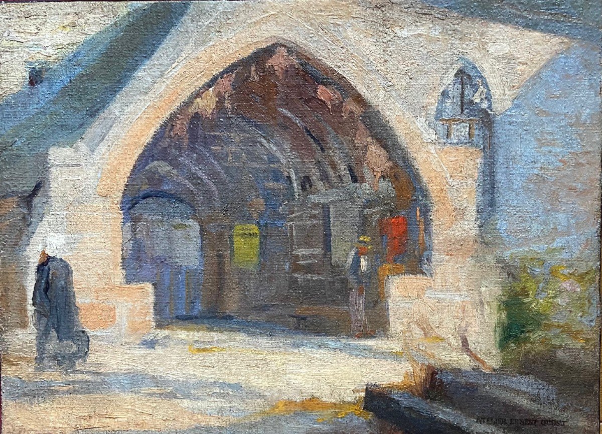 Ernest Quost (1842-1931) - The Church Portal - Hst With Workshop Stamp