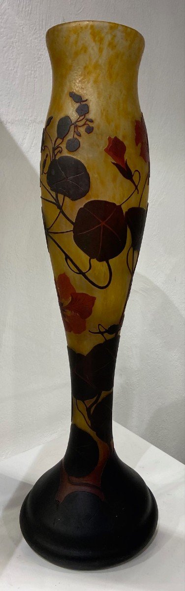 Large Daum Nancy Vase Croix De Lorraine Aux Capucines - 50 Cm - Art Nouveau - C1905-photo-2