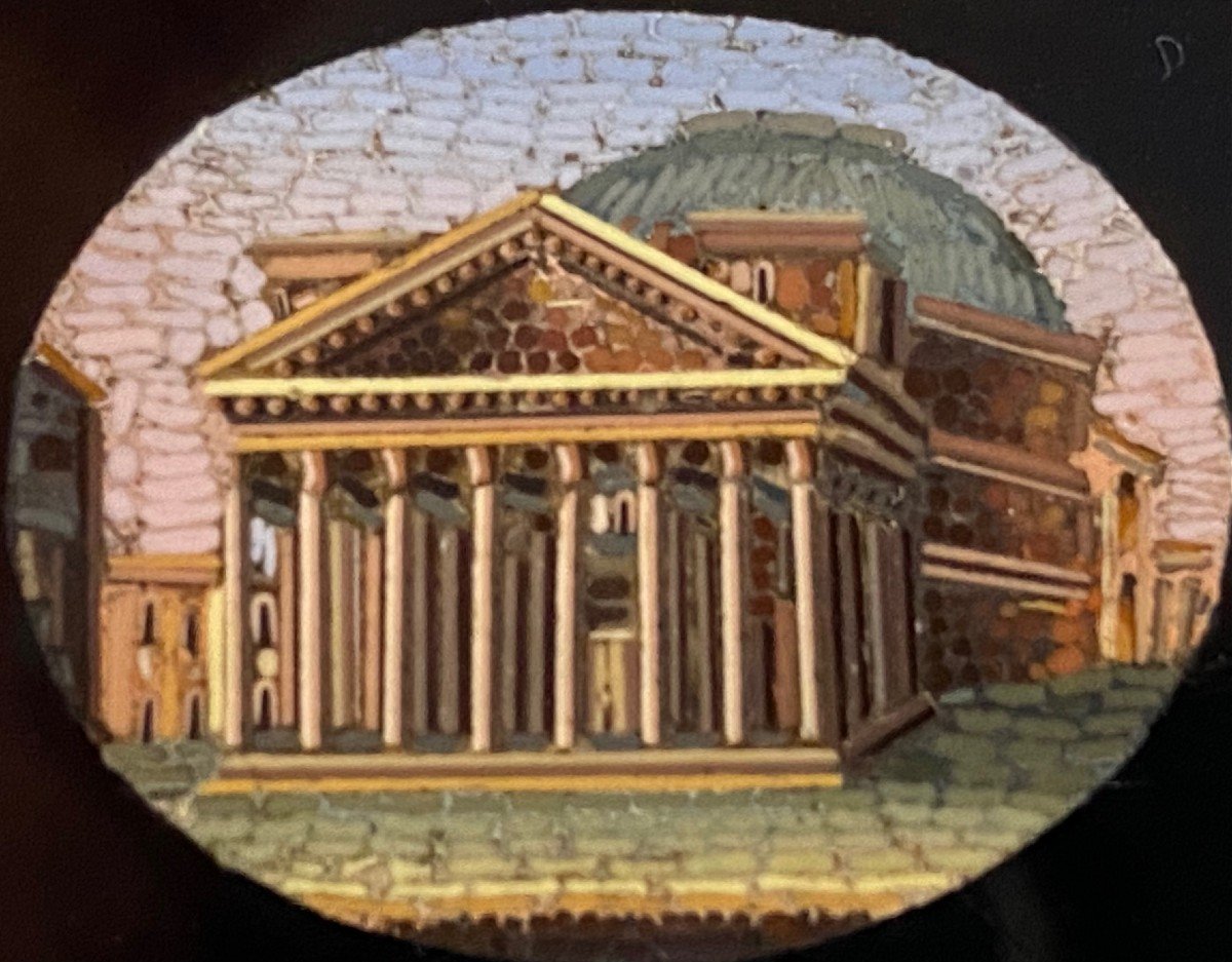 Médaillon en Micro Mosaïque - Panthéon à Rome - Début XIX Siècle-photo-2