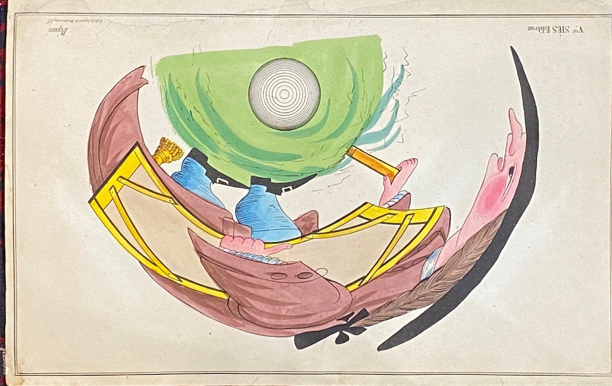 Quatre Anamorphoses réhaussées à l'aquarelle - Taille Exceptionnelle -  Circa 1850-photo-3