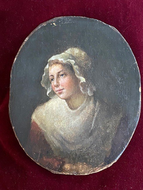 d'après Jean-Baptiste GREUZE  (1725-1805) - Jeune Fille à la coiffe en Dentelles.-photo-2