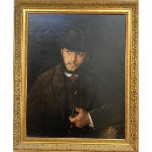 Paul De Laboulaye (1849-1926) - Portrait Of Léon Bonnat With A Pipe - Oil On Canvas - Circa 1870