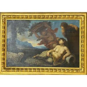 Pair Of Mythological Scenes "the Procession Of Bacchus"-surroundings By Domenico Piola 